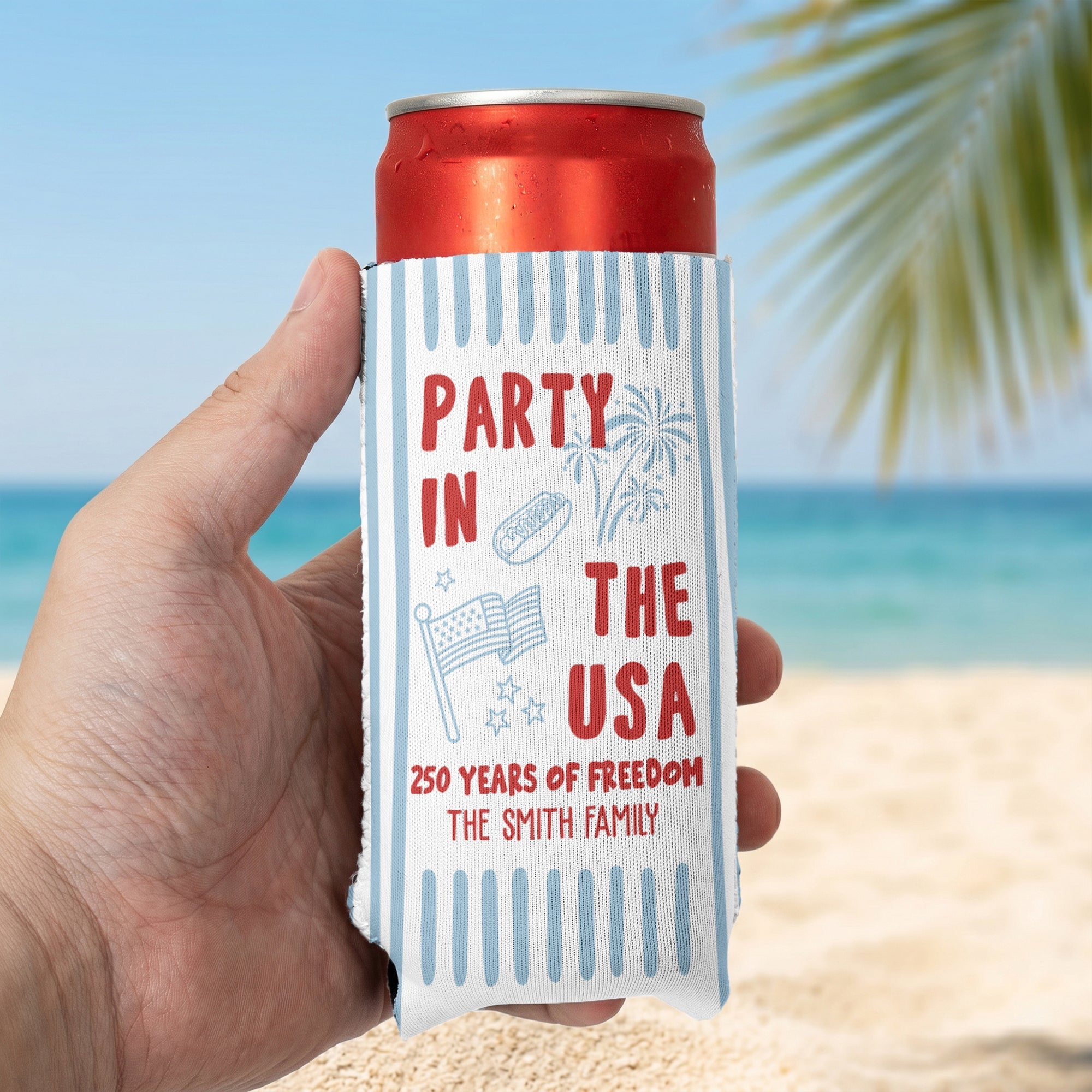 Party In The USA 250 Years Of Freedom - Personalized Can Cooler