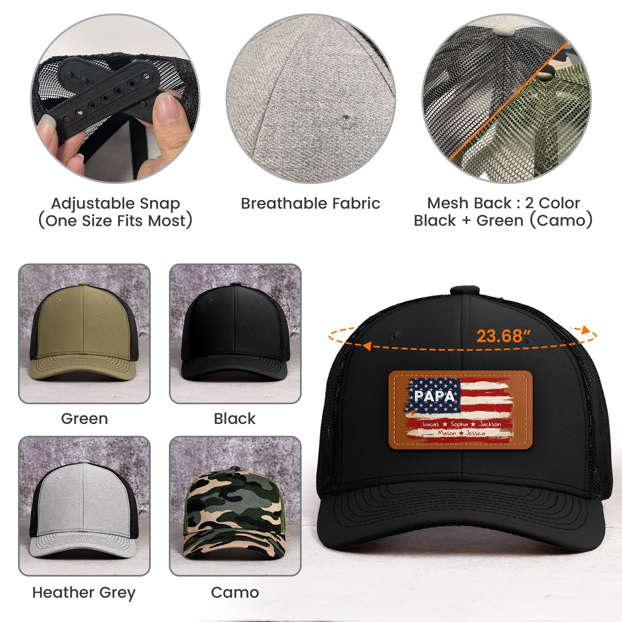 Patriotic American Flag Gift For Him Grandpa Dad - Personalized Cap