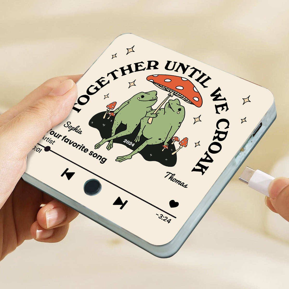 Frog Couple Together Until We Croak Vintage Anniversary Gift Personalized Music Fridge Magnet