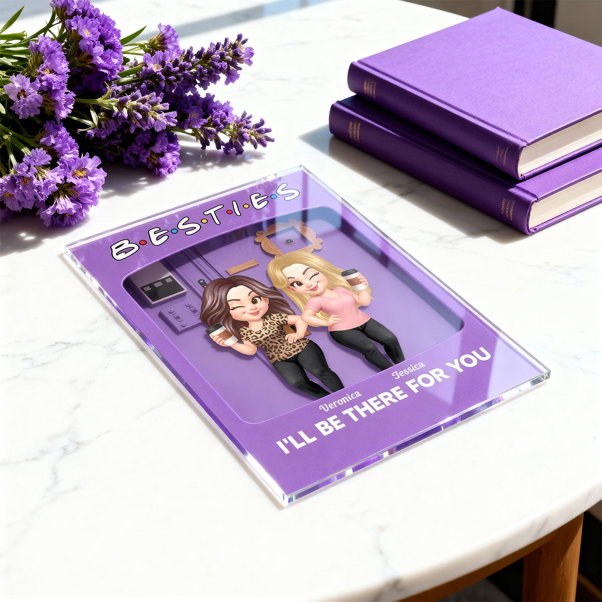Besties Forever Best Friends Purple Toy Box Style - Personalized Acrylic Plaque - Friendship Gift For Besties