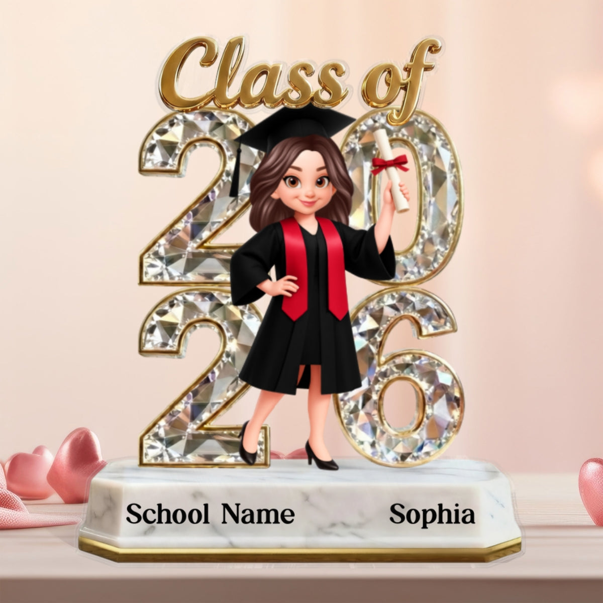 Senior Class Of 2026 2027 Graduate Keepsake 2D Flat - Personalized Acrylic Block Plaque - Graduation Gift For Daughter, Son