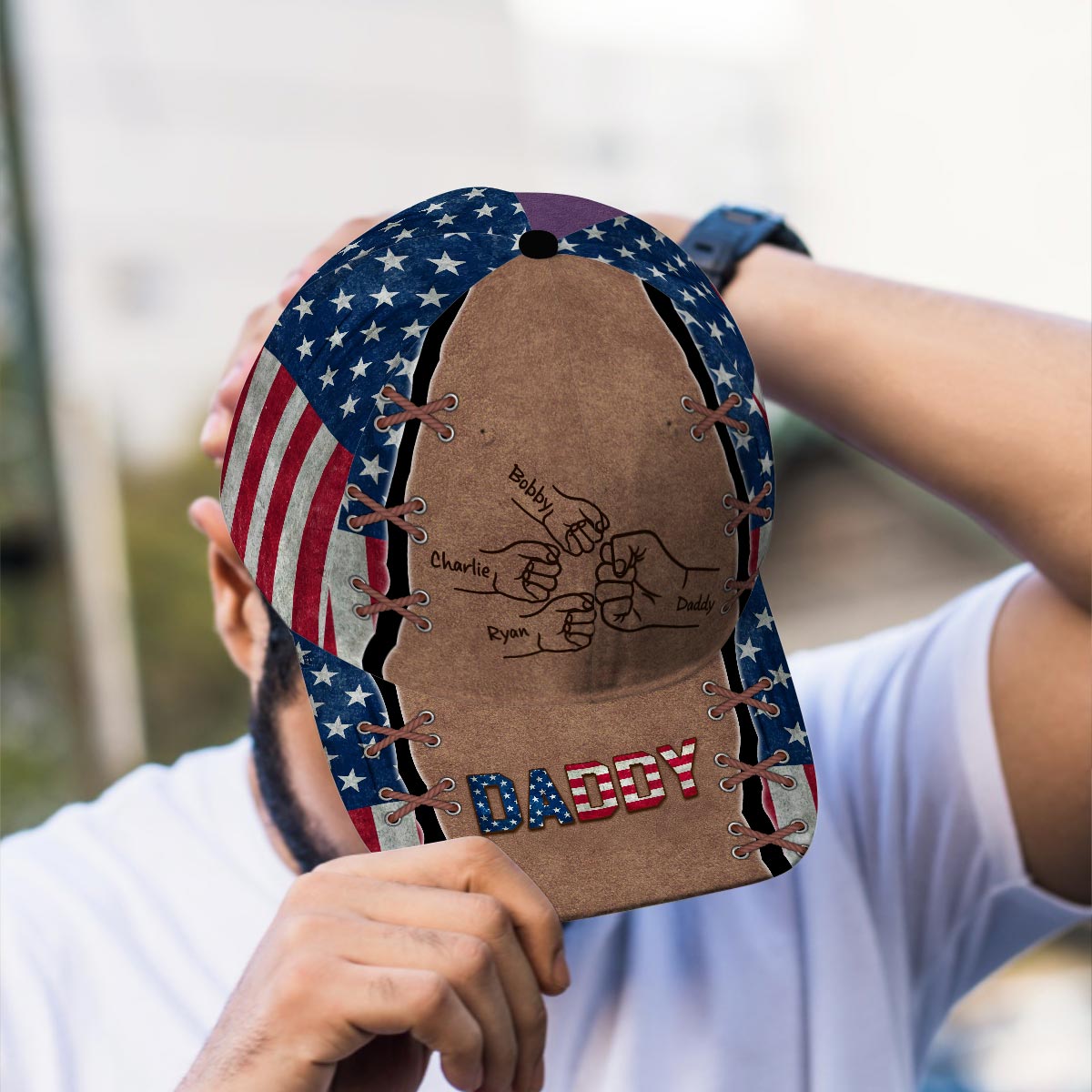 Nation Flag Dad Fist Bump Personalized Classic Cap