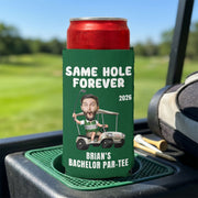 Same Hole Forever Golf Bachelor Party Favors - Custom His Funny Face - Personalized Can Cooler
