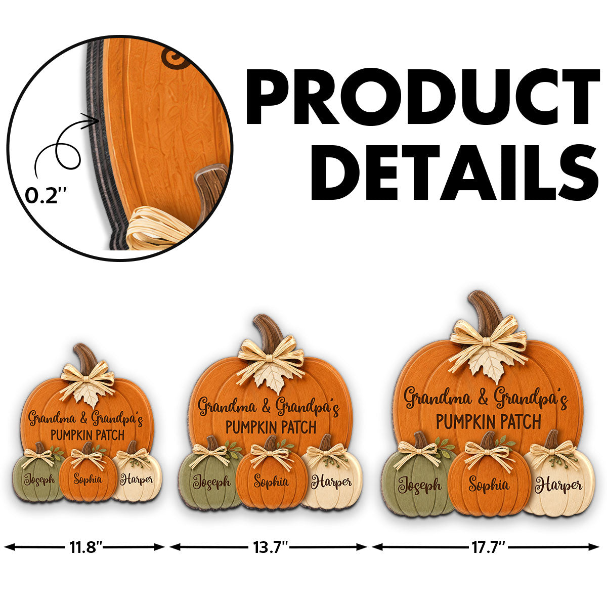 Grandma Grandpa's Pumpkin Patch 2D Flat - Personalized Door Hanger - Fall Season Decor For Grandparents