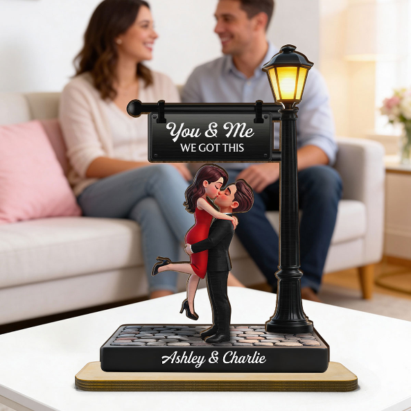 Timeless Love Under The Light - Personalized 2-Layered Wooden Plaque - Heartfelt Anniversary Gift, Wedding Gift For Couple, For Him, For Her