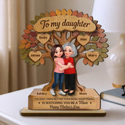 To My Daughter From Mom Happy Mother's Day Tree Of Life Custom Kids Names - Personalized 2-Layered Wooden Plaque - Mother's Day Gift For Daughter