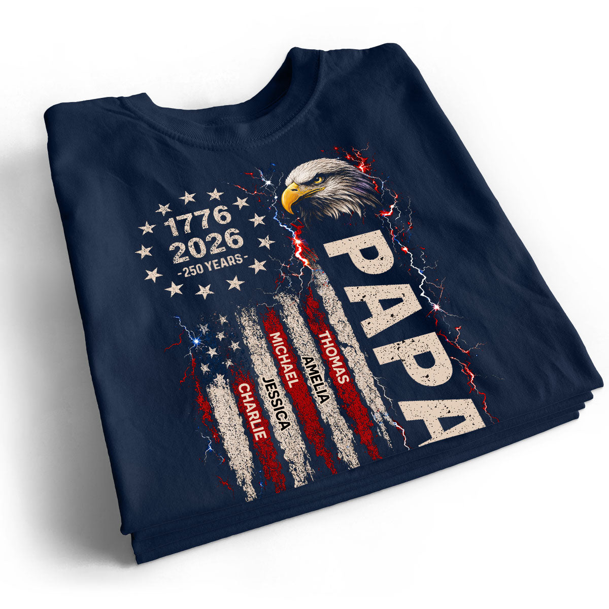 Patriotic Eagle Grandpa USA 250th Anniversary - Personalized Shirt - Father's Day Gift for Dad, Grandpa, Husband