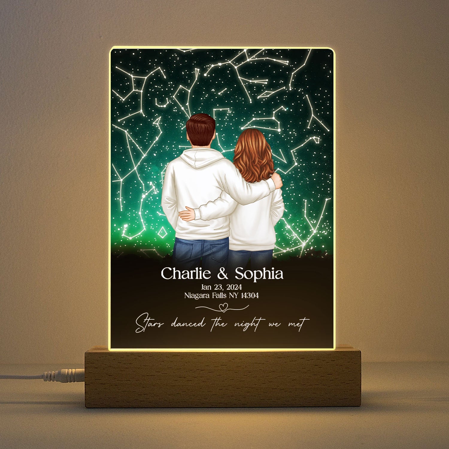 Stars Danced The Night We Met Couple Custom Star Map By Date Personalized LED, Heartfelt Anniversary Gift Wedding Gift Just Because Gift For Couple, For Her, For Him