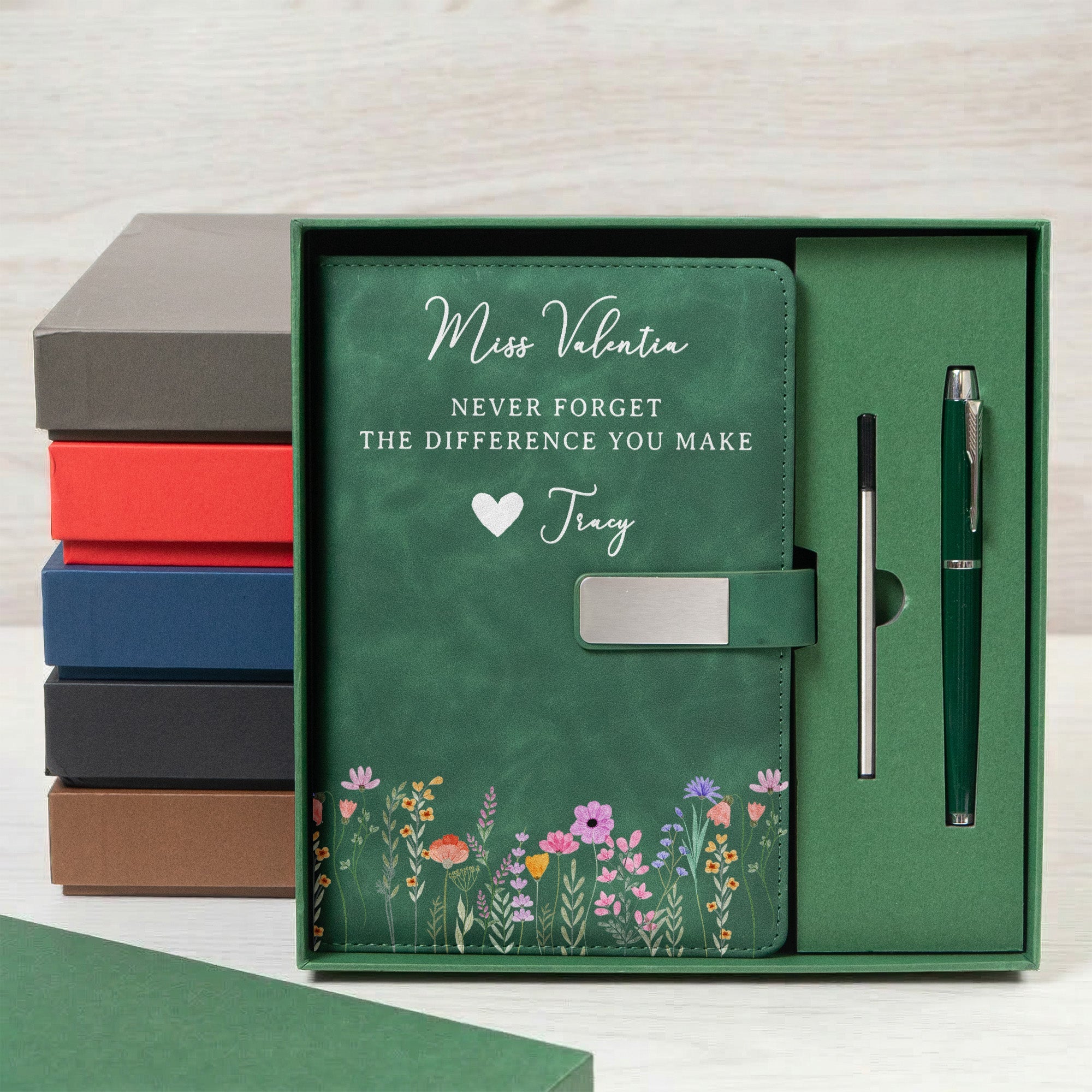 Thank You Gift For Teacher Appreciation, Coworkers, Boss, Team - Personalized Notebook Set