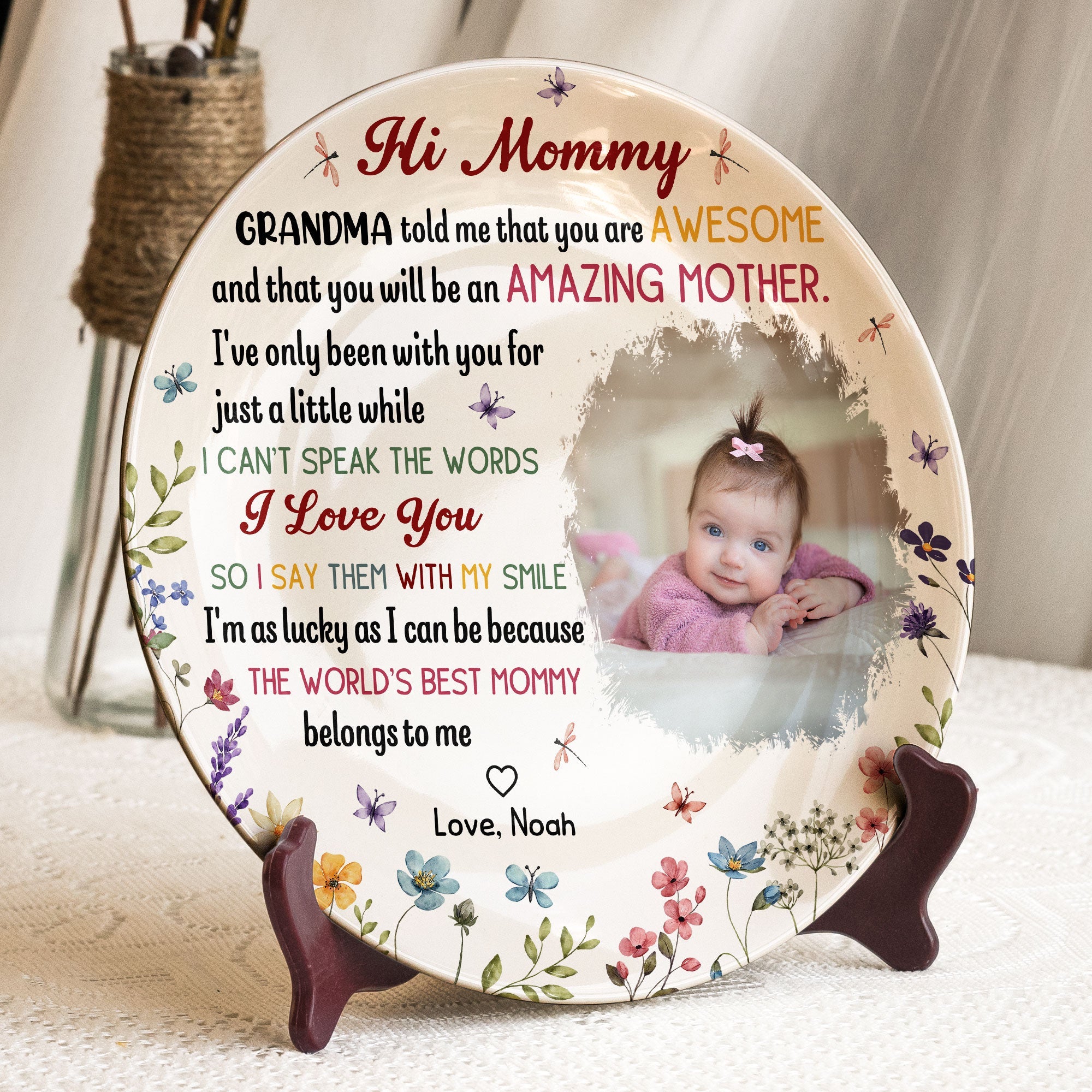 The Best Mommy Belongs To Me First Mom New Mom Gift - Personalized Ceramic Photo Plate