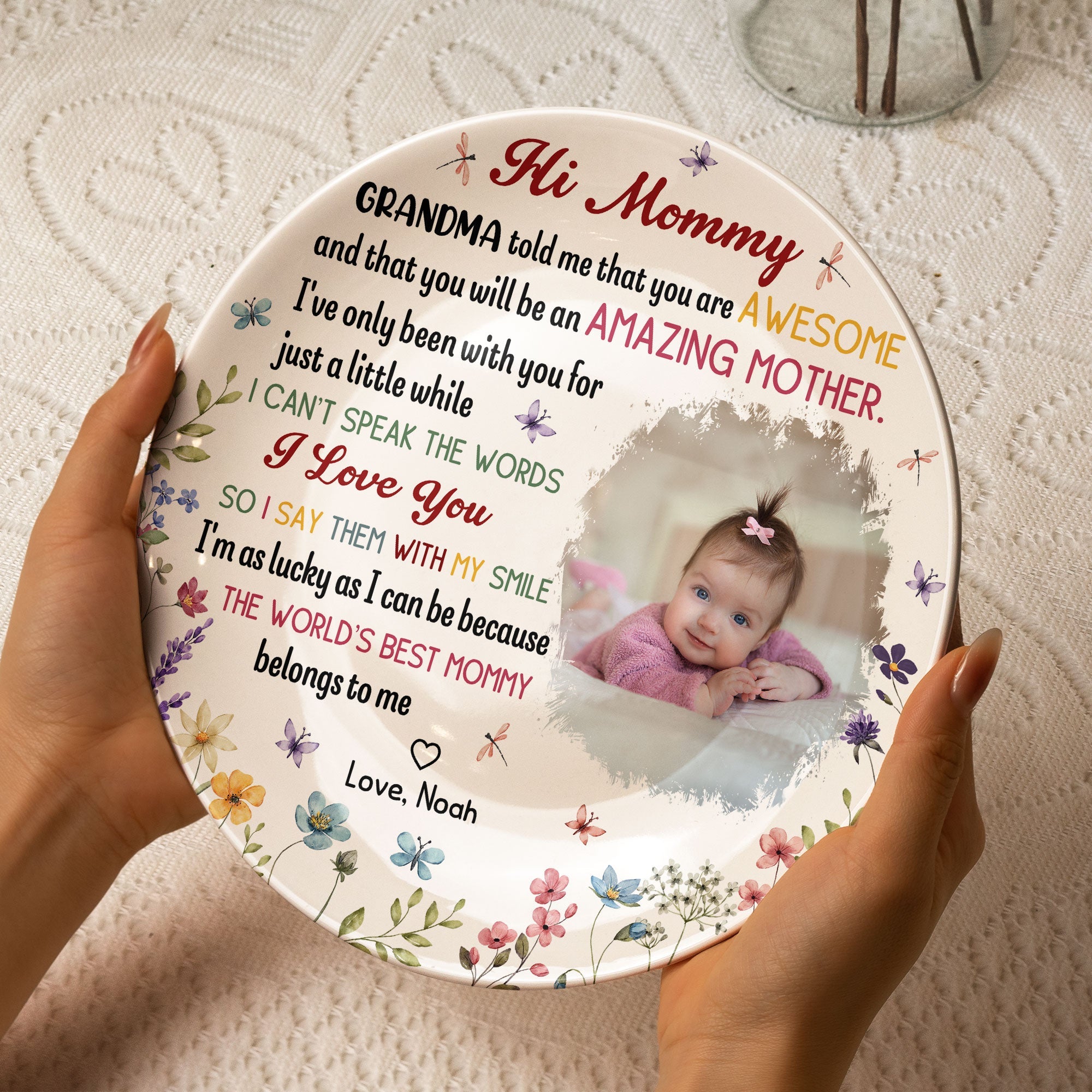 The Best Mommy Belongs To Me First Mom New Mom Gift - Personalized Ceramic Photo Plate