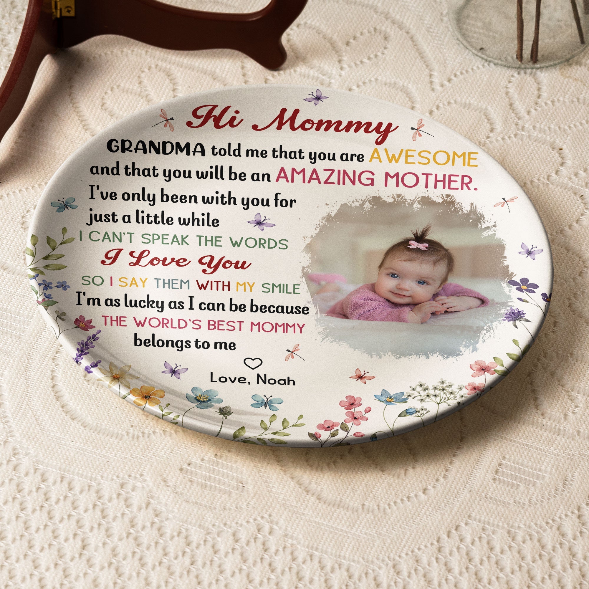 The Best Mommy Belongs To Me First Mom New Mom Gift - Personalized Ceramic Photo Plate