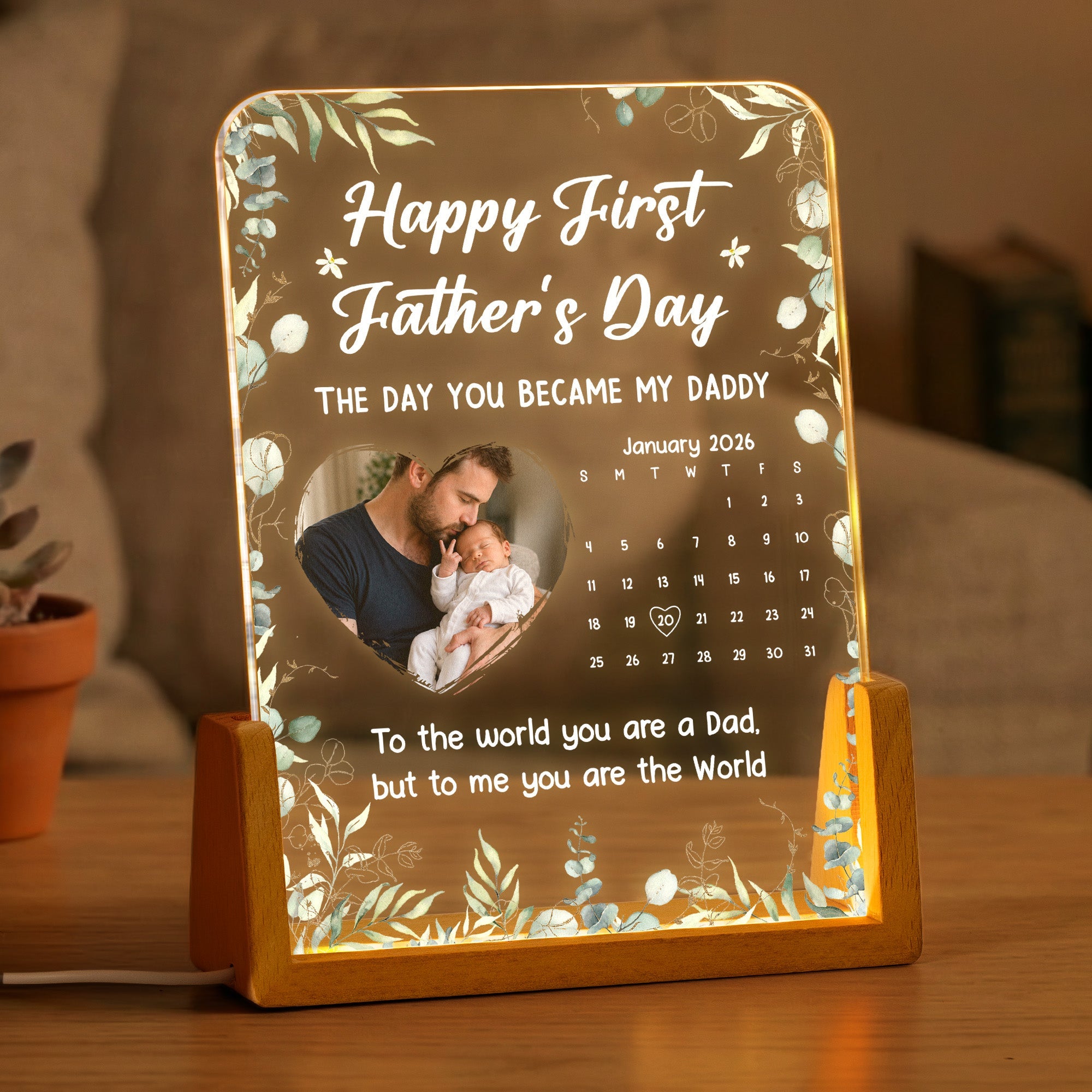 The Day You Became My Daddy - 1st Father's Day Gift - Personalized Night Light