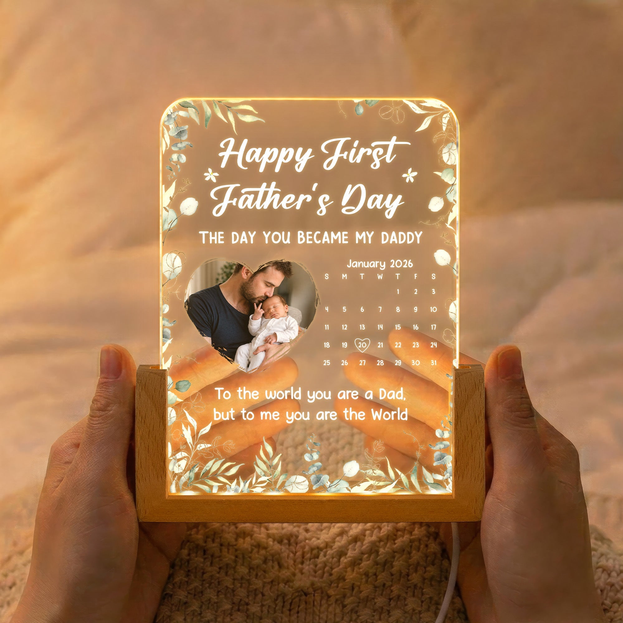 The Day You Became My Daddy - 1st Father's Day Gift - Personalized Night Light