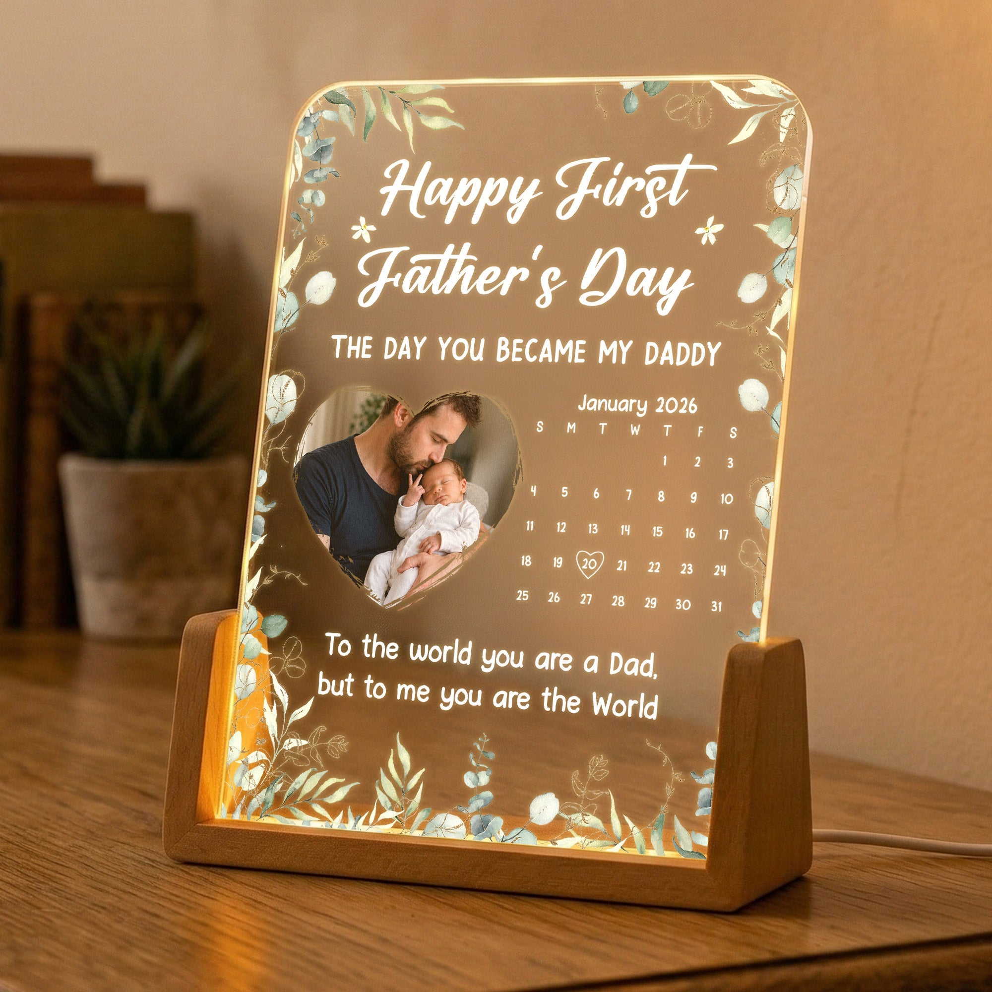 The Day You Became My Daddy - 1st Father's Day Gift - Personalized Night Light