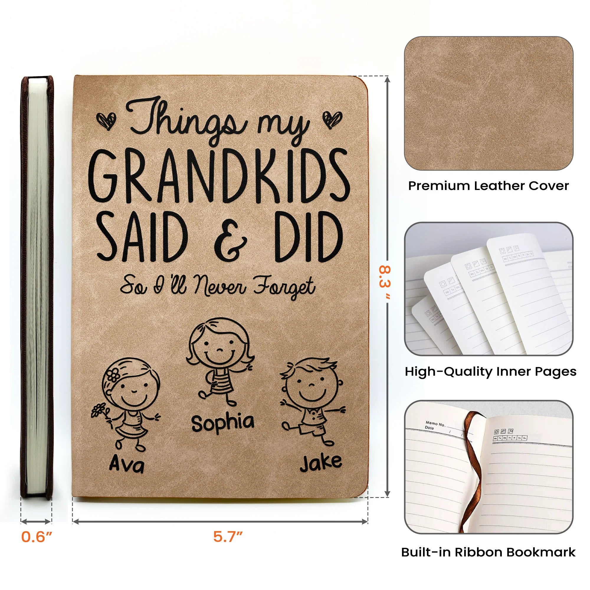 Things My Grandkids Said & Did - Personalized Leather Journal