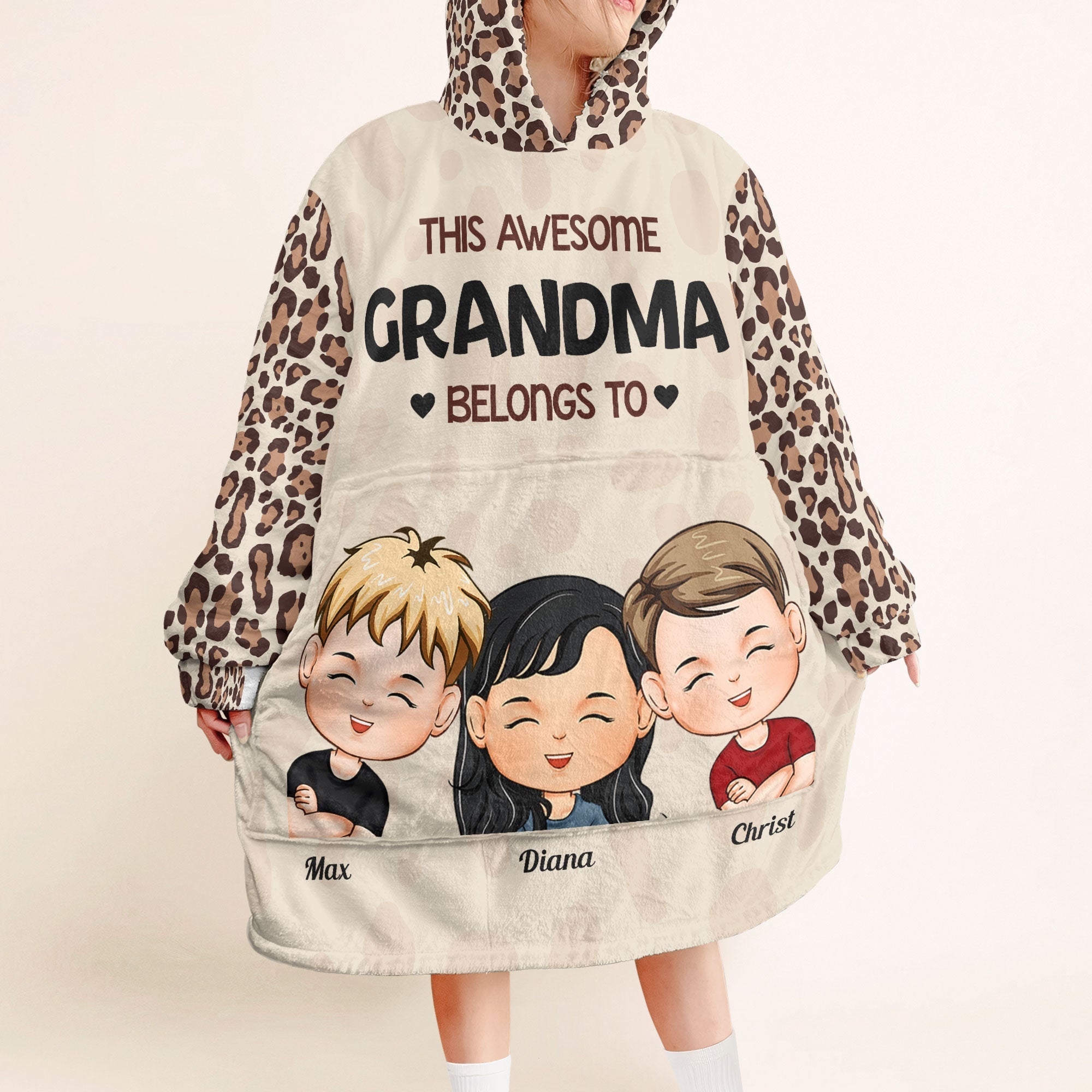 This Grandma Belongs To - Personalized Oversized Blanket Hoodie - Birthday Gifts Mother's Day Gift For Mom, Nana, Sister, Auntie