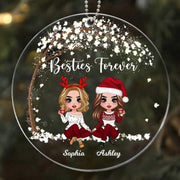 Doll Besties Sisters Sitting Under Tree Christmas Personalized Acrylic Ornament
