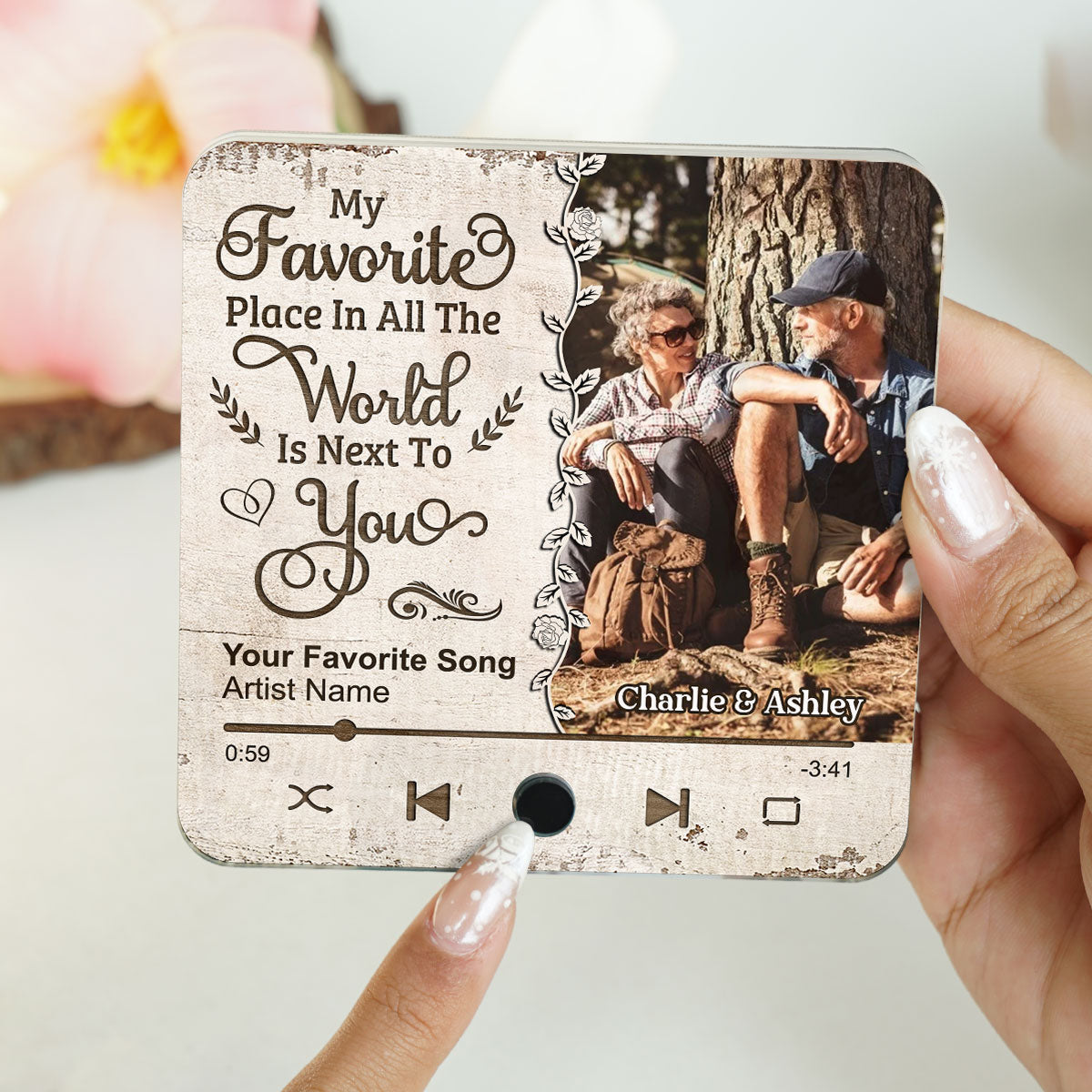Favorite Place In The World Couple Custom Photo Personalized Music Fridge Magnet,  Gift For Him, For Her