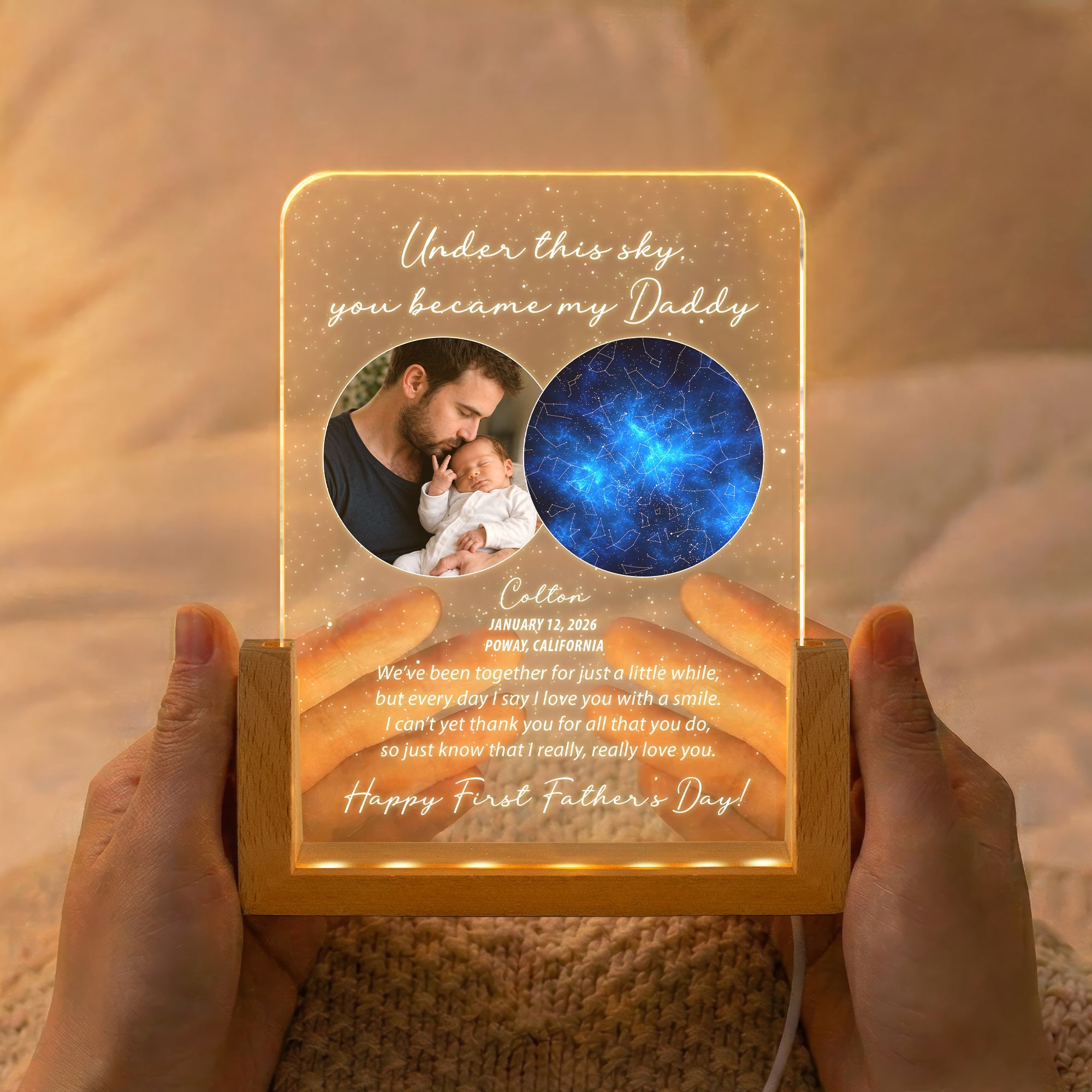 Under This Sky You Became My Daddy Custom Star Map - 1st Father's Day For New Dad, Husband, Son - Personalized Night Light