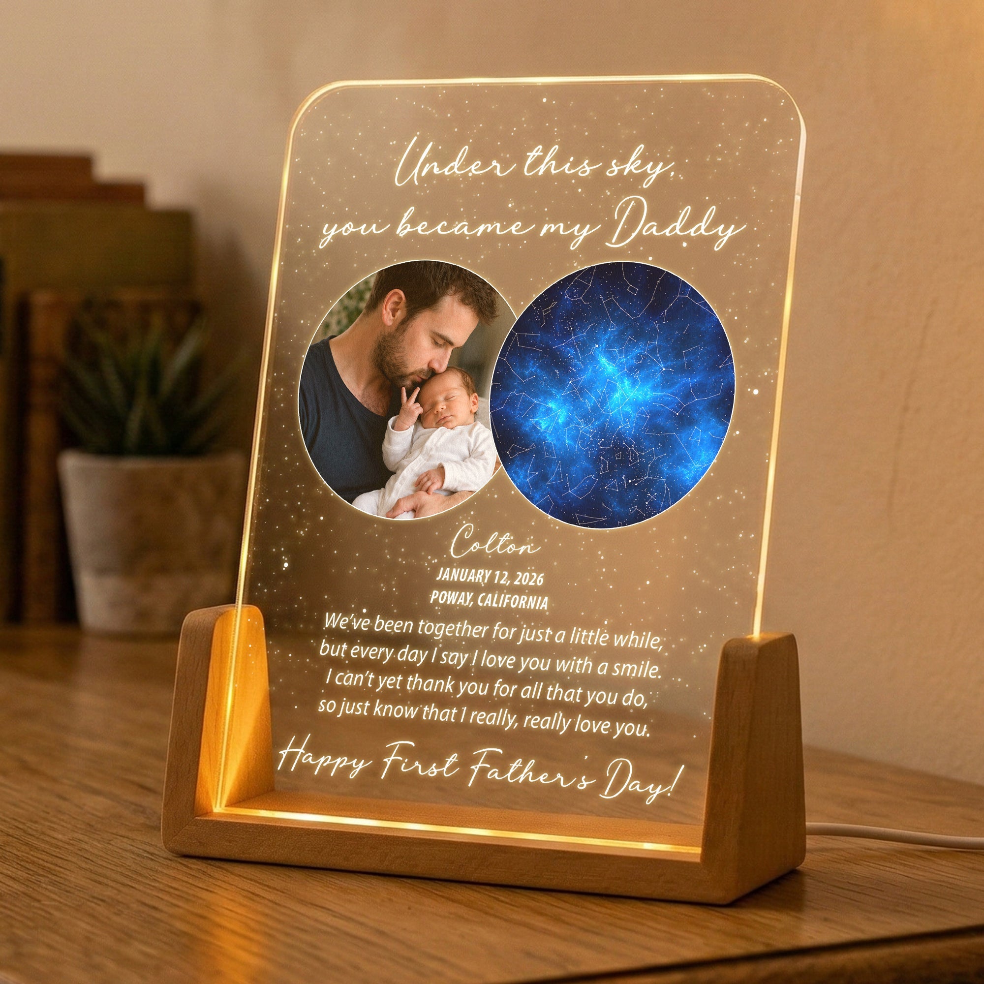 Under This Sky You Became My Daddy Custom Star Map - 1st Father's Day For New Dad, Husband, Son - Personalized Night Light