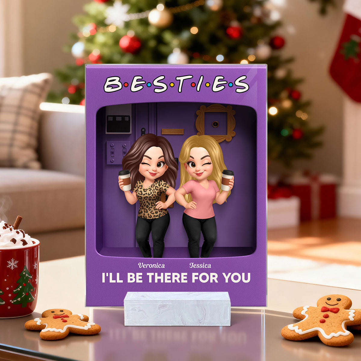 Besties Forever Best Friends Purple Toy Box Style - Personalized Acrylic Plaque - Friendship Gift For Besties