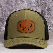 Vintage Custom Name & Symbols For Men, Husband, Dad - Personalized Leather Patch Hat