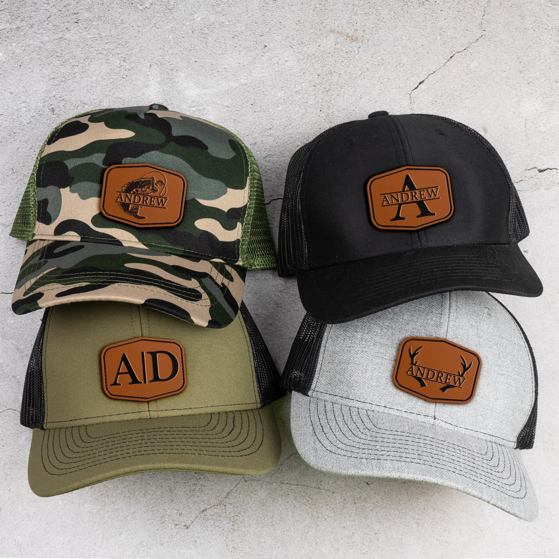 Vintage Custom Name & Symbols For Men, Husband, Dad - Personalized Leather Patch Hat