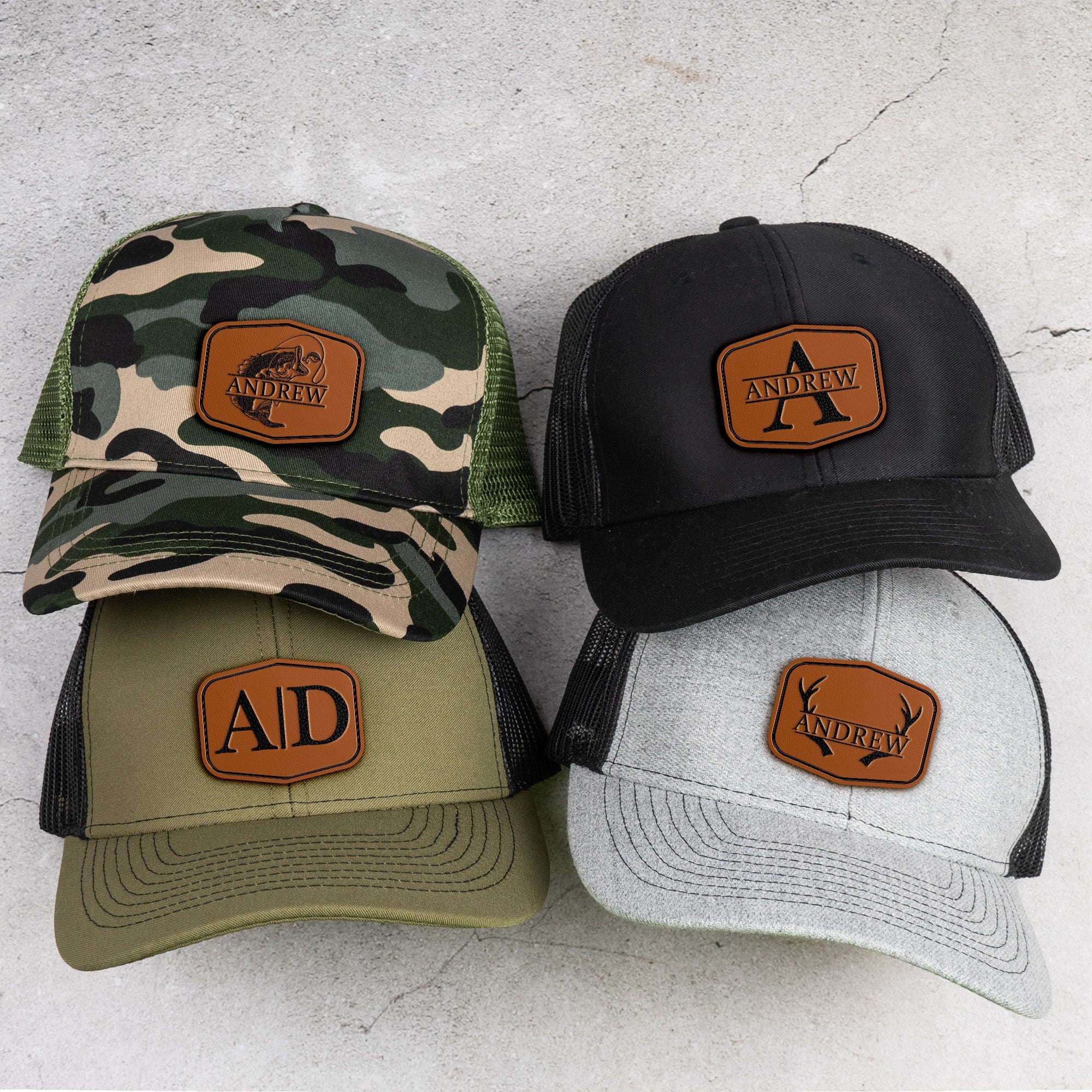 Vintage Custom Name & Symbols For Men, Husband, Dad - Personalized Leather Patch Hat