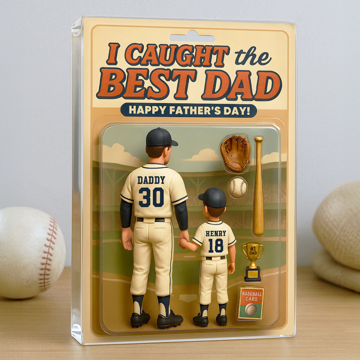 We Caught the Best Dad, Grandpa Baseball - Personalized Acrylic Block Plaque - Gift For Dad, Gift For Husband, Gift For Grandpa
