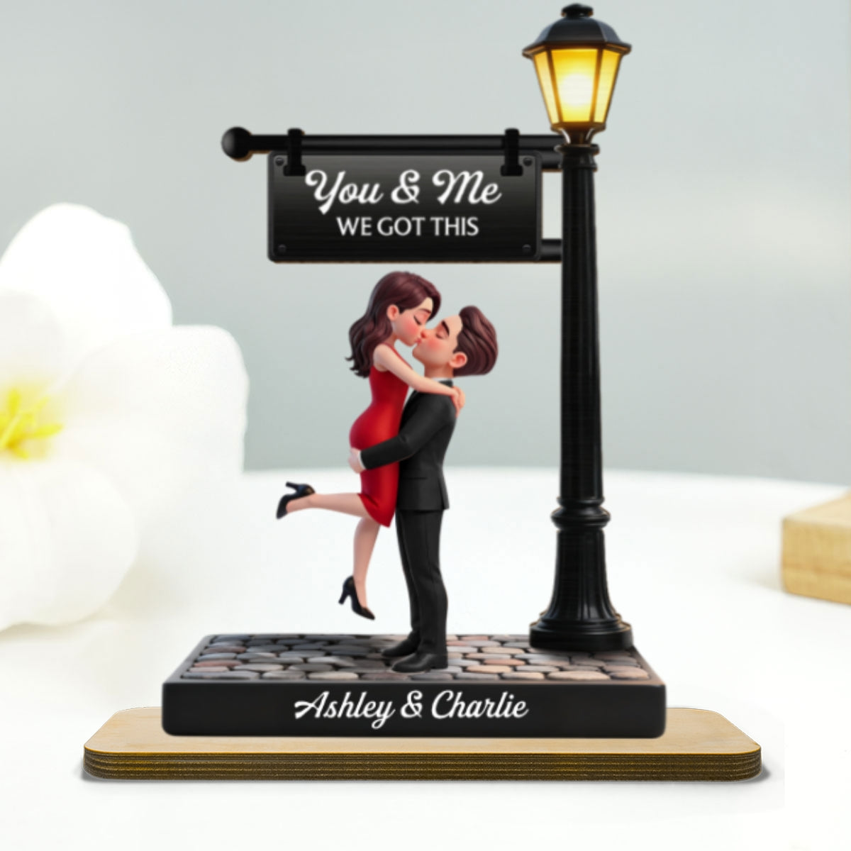 Timeless Love Under The Light - Personalized 2-Layered Wooden Plaque - Heartfelt Anniversary Gift, Wedding Gift For Couple, For Him, For Her