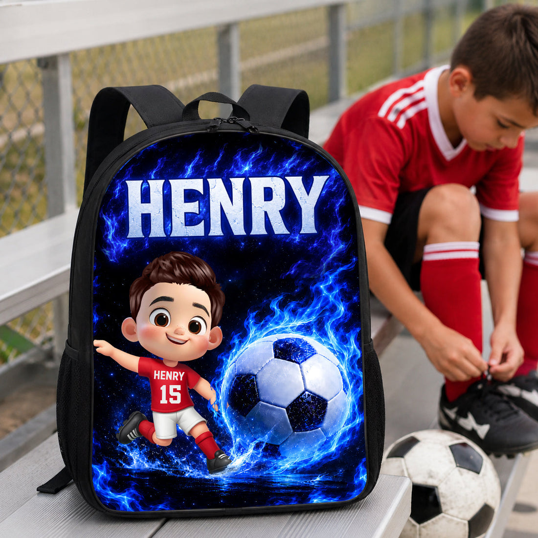 Soccer Trendy Design Backpack for Boys Girls - Personalized Backpack - Back to School Gift for Daughter, Son