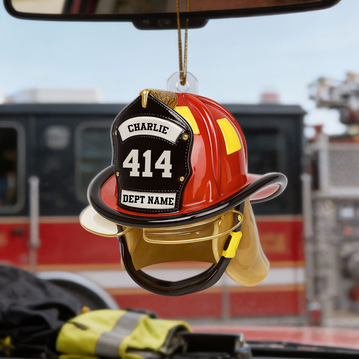 3D Effect Firefighter Helmet - Personalized Acrylic Ornament- Gift For Firefighter