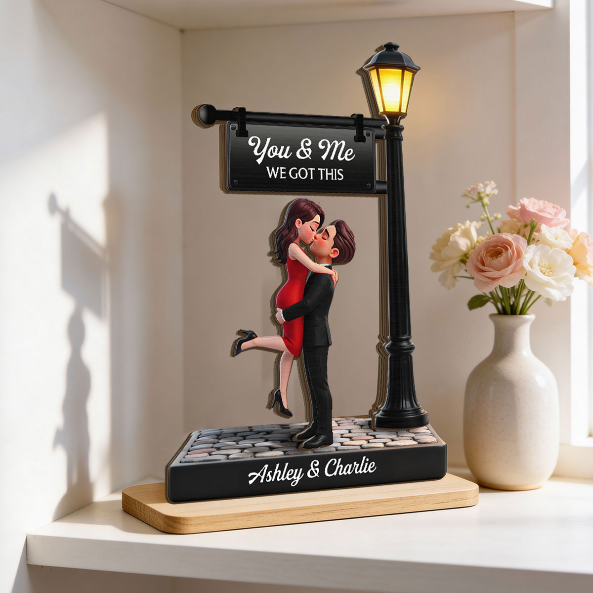 Timeless Love Under The Light - Personalized 2-Layered Wooden Plaque - Heartfelt Anniversary Gift, Wedding Gift For Couple, For Him, For Her