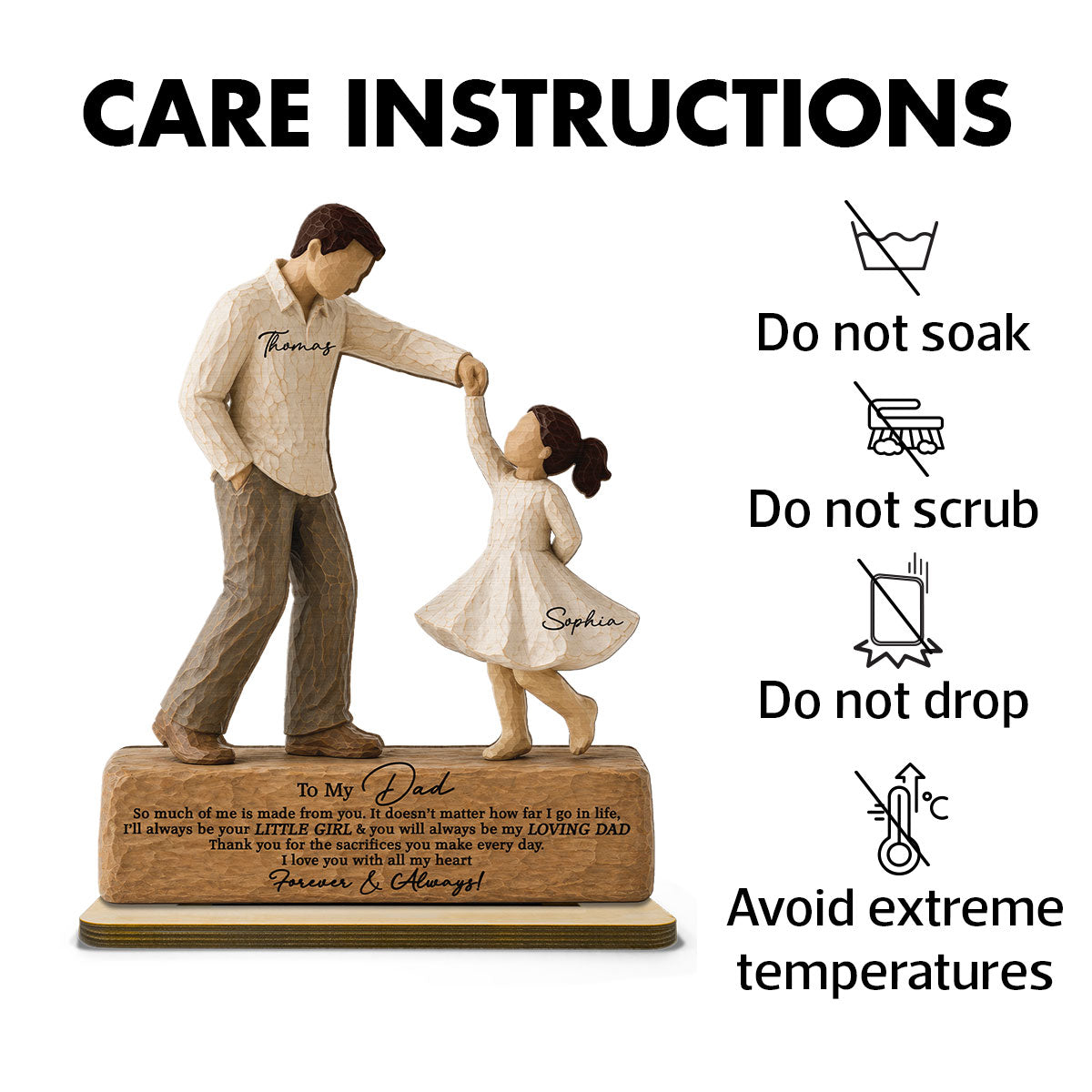 I Will Always Be Your Little Girl Father & Daughter Dancing 2D Flat Printed - Personalized 2-Layered Wooden Plaque - Sentimental  Gift For Dad From Daughter