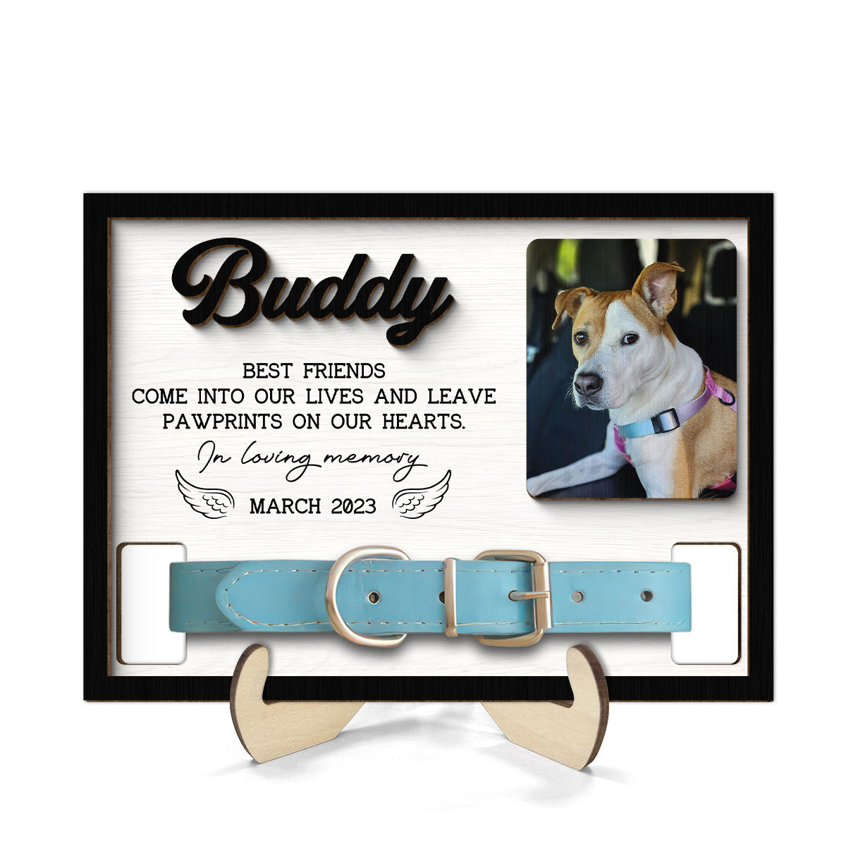 Pet Loss Dog Cat Photo Memorial Remembrance Gift Pet Collar Keepsake Personalized Wooden Pet Collar Holder