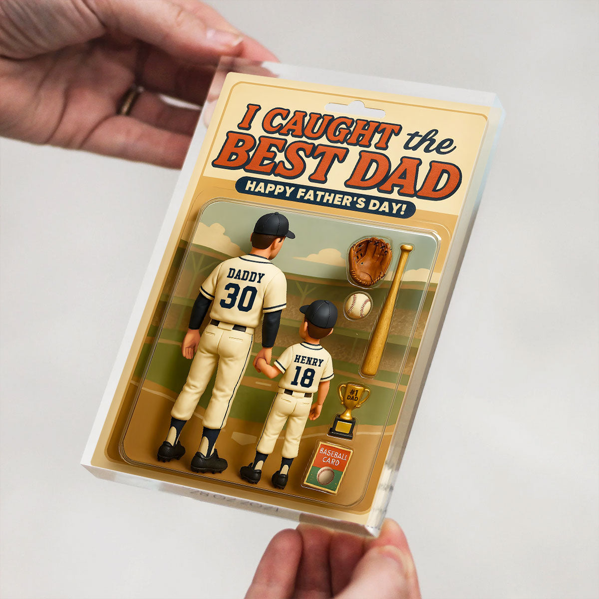 We Caught the Best Dad, Grandpa Baseball - Personalized Acrylic Block Plaque - Gift For Dad, Gift For Husband, Gift For Grandpa