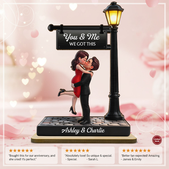 Timeless Love Under The Light - Personalized 2-Layered Wooden Plaque - Heartfelt Anniversary Gift, Wedding Gift For Couple, For Him, For Her