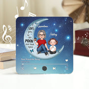 Cute Grandma Grandkids On Moon Personalized Music Fridge Magnet, Heartfelt 2025 Gift Birthday Gift For Mom For Grandma