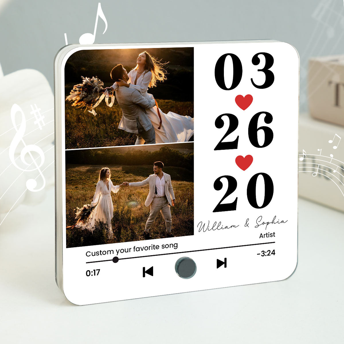 Couple Anniversary, Wedding, Special Date Personalized Music Fridge Magnet, Heartfelt Gift for him, Gift for her