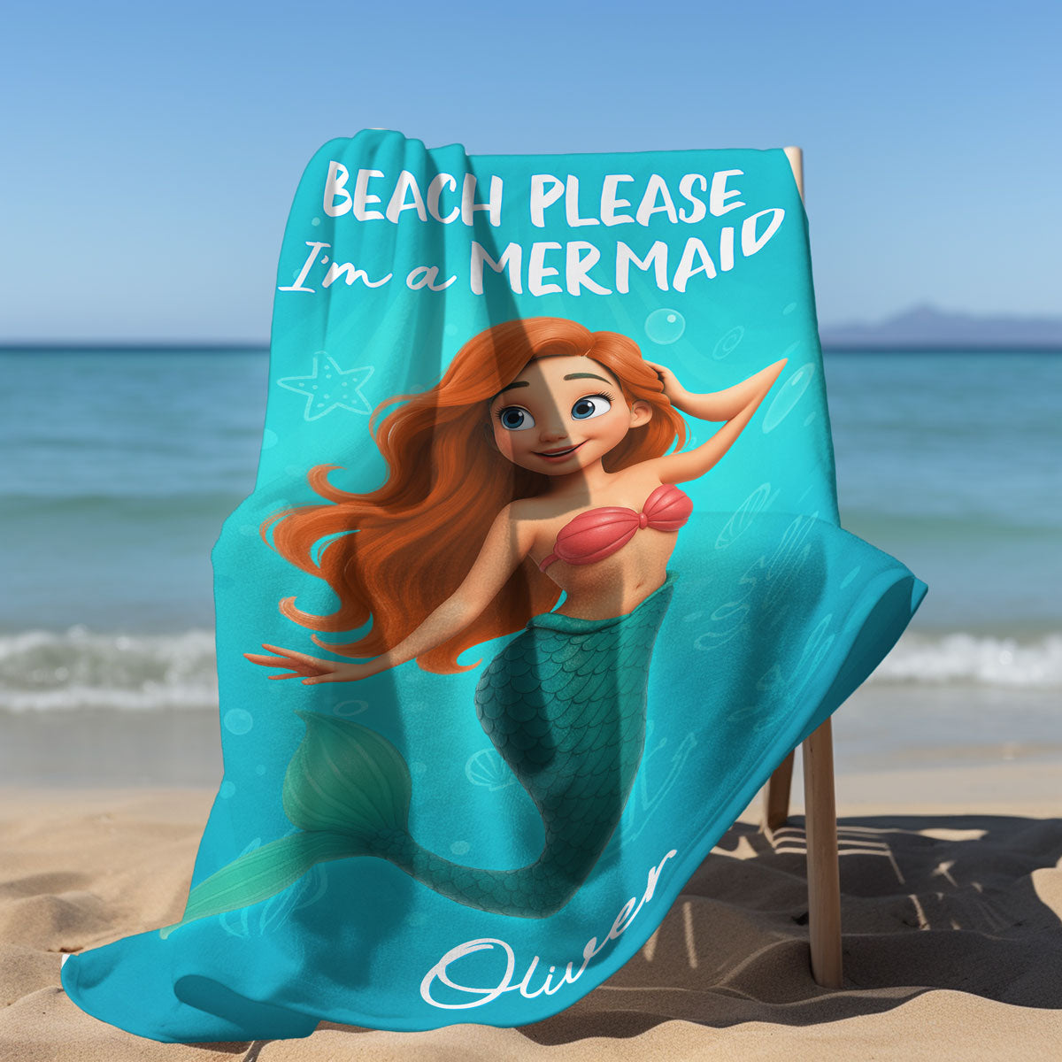 Beach Please I'm A Mermaid Personalized Beach Towel, Summer Gift for her, Besties Beach Trip