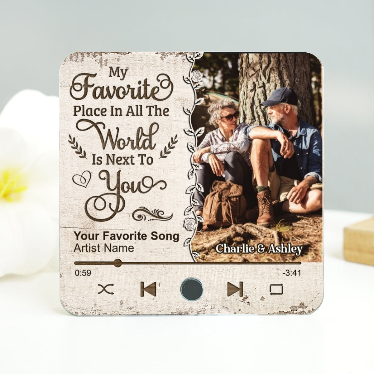 Favorite Place In The World Couple Custom Photo Personalized Music Fridge Magnet,  Gift For Him, For Her