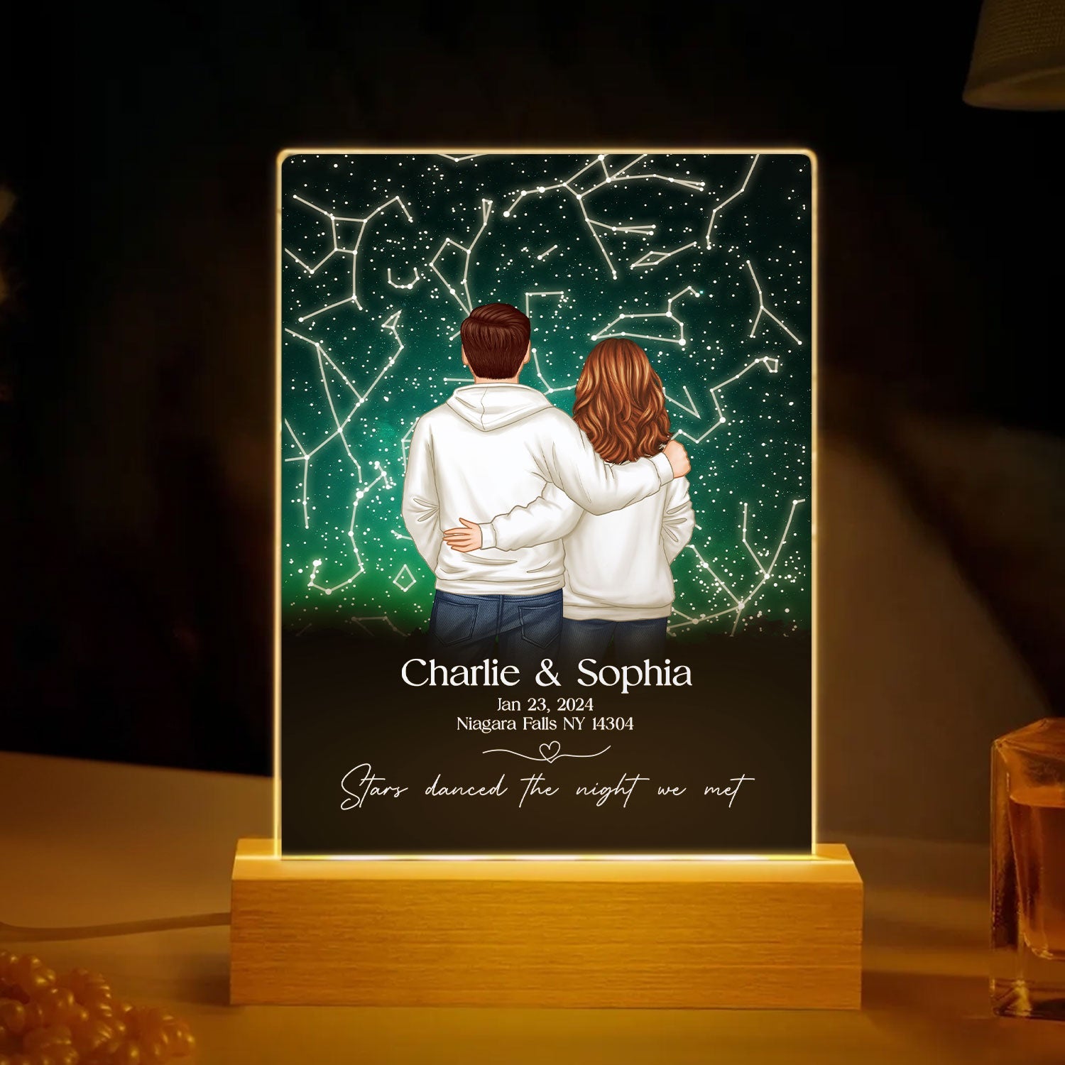 Stars Danced The Night We Met Couple Custom Star Map By Date Personalized LED, Heartfelt Anniversary Gift Wedding Gift Just Because Gift For Couple, For Her, For Him