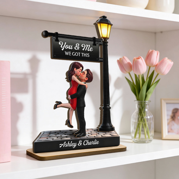 Timeless Love Under The Light - Personalized 2-Layered Wooden Plaque - Heartfelt Anniversary Gift, Wedding Gift For Couple, For Him, For Her