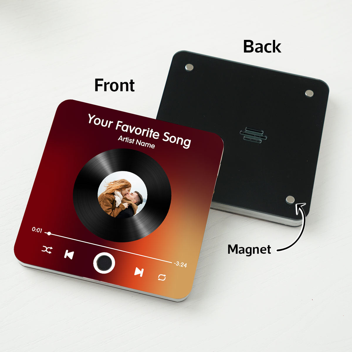 Custom Photo & Favorite Song Disc Personalized Music Fridge Magnet,  Gift For Couple