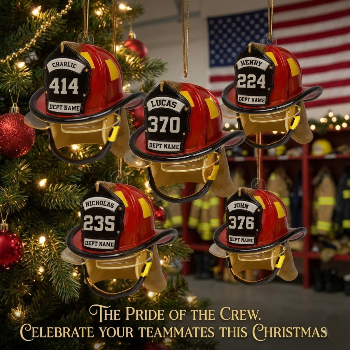 3D Effect Firefighter Helmet - Personalized Acrylic Ornament- Gift For Firefighter