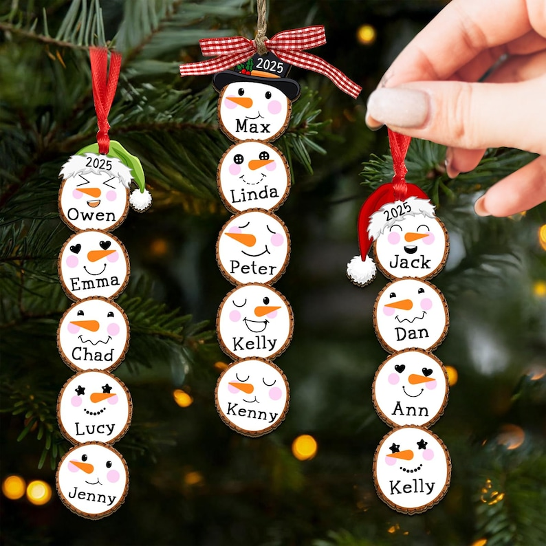 Custom Snowman Christmas Ornament 2025, Family Ornament Gift Ideas, Family Snowman Ornament Custom, Christmas Tree Ornament, Family Ornament