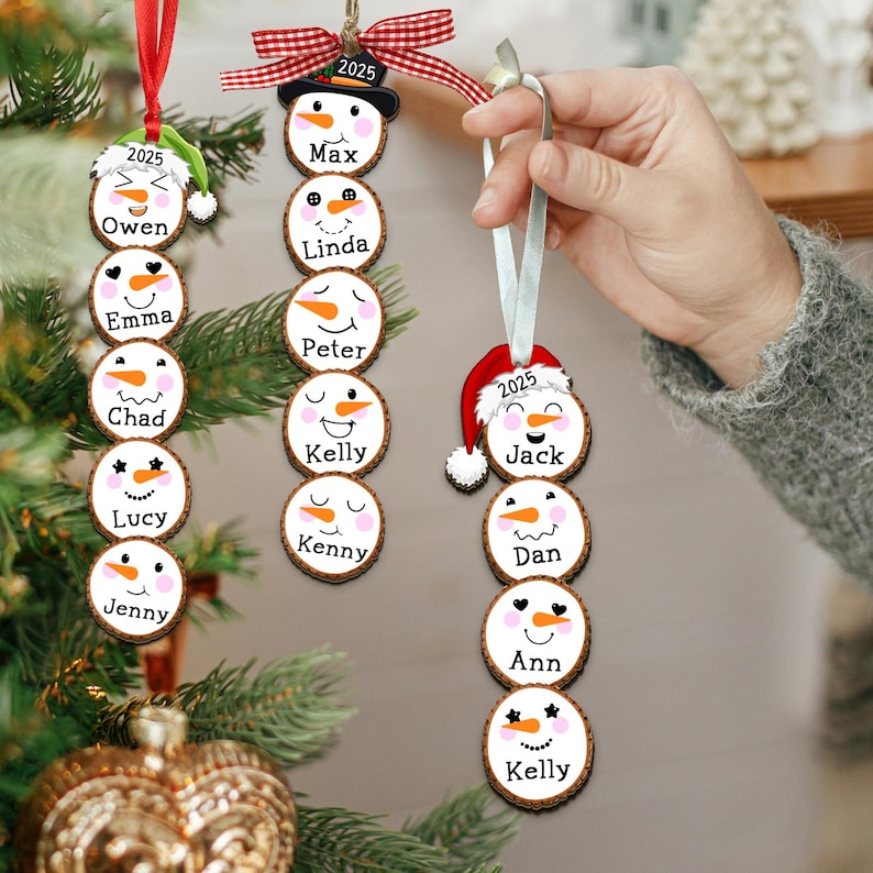 Custom Snowman Christmas Ornament 2025, Family Ornament Gift Ideas, Family Snowman Ornament Custom, Christmas Tree Ornament, Family Ornament
