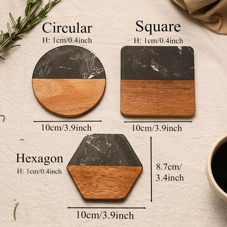 Personalized Family Names Coaster, Custom Marble Wooden Coaster, Wedding Favors Bulk Engraved Coasters, Engagement/Wedding/Housewarming Gift