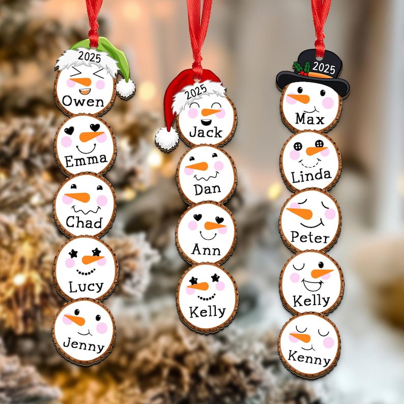 Custom Snowman Christmas Ornament 2025, Family Ornament Gift Ideas, Family Snowman Ornament Custom, Christmas Tree Ornament, Family Ornament